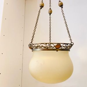 SOLD PartyLite Paris Retro Hanging Candle Lamp Frosted Amber Glass